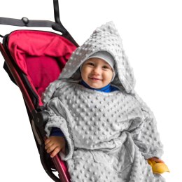 Kocyk zimowy Szary minky gruby koc z rękawkami