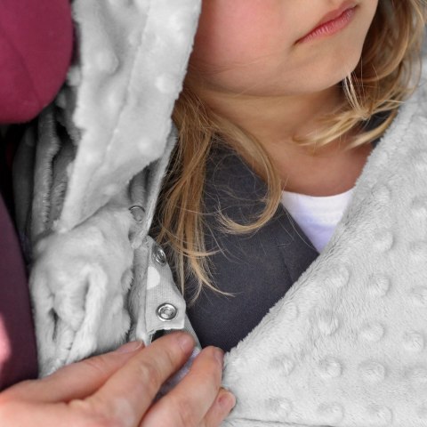 Kocyk zimowy Szary minky gruby koc z rękawkami