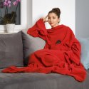 Kocyko - Szlafrok Czerwony ciepły koc z rękawami