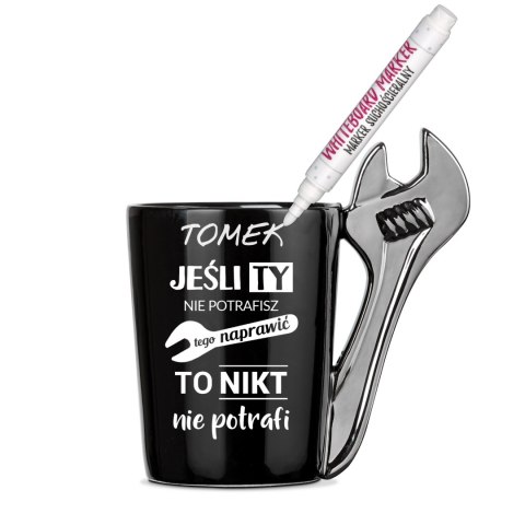 Kubek Złotej Rączki w kształcie klucza + mazak