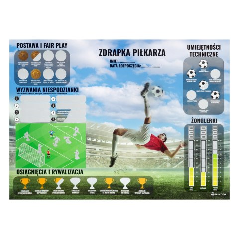 Plakat Zdrapka Piłkarza Sprintigo - prezent dla małego piłkarza, chłopca