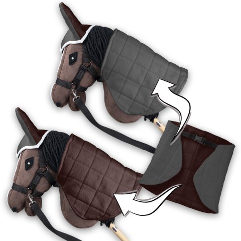 Zestaw Skippi - Hobby Horse Gniady - Derka szary i brąz - Kantar c-zielony