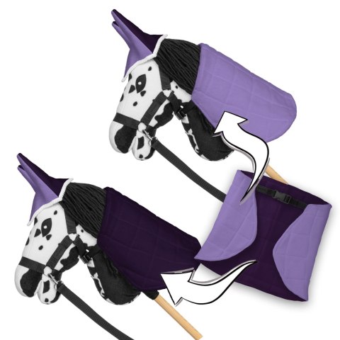 Zestaw Skippi - Hobby Horse Karo - srokaty - Derka wrzos - Kantar błękitny