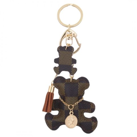 Brelok do kluczy z przywieszkami MIŚ SWEET Brązowa Kratka BRL124