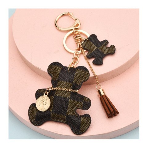 Brelok do kluczy z przywieszkami MIŚ SWEET Brązowa Kratka BRL124