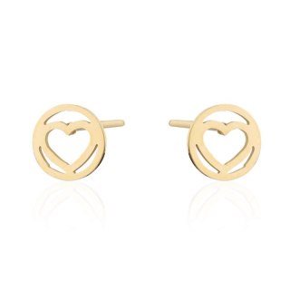 Kolczyki ze stali szlachetnej pozłacanej sztyft Serce KST2208