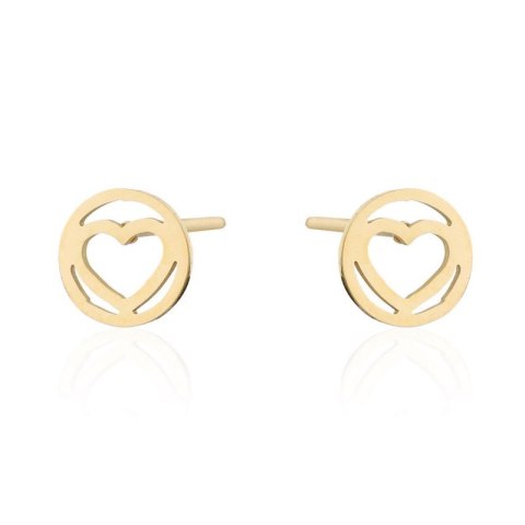 Kolczyki ze stali szlachetnej pozłacanej sztyft Serce KST2208