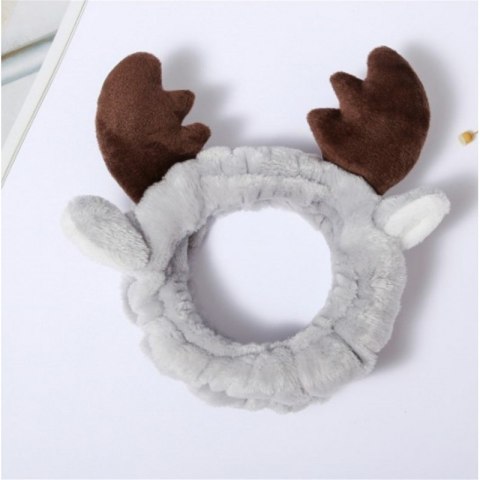 Opaska kosmetyczna uszka ozdobna łoś renifer, szara O378SZ