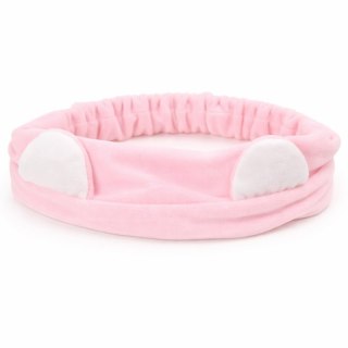 Opaska kosmetyczna uszka ozdobna na gumce, różowa O321R