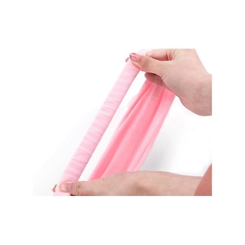 Opaska kosmetyczna uszka ozdobna na gumce, różowa O321R