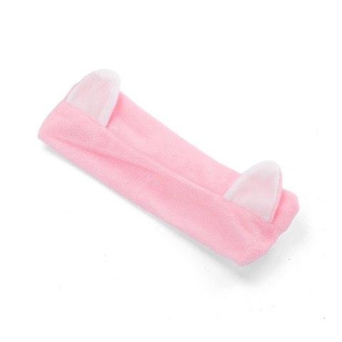 Opaska kosmetyczna uszka ozdobna na gumce, różowa O321R