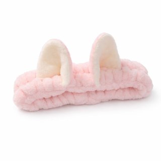 Opaska kosmetyczna uszka ozdobna, różowa O230R