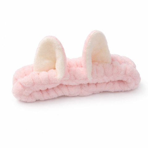 Opaska kosmetyczna uszka ozdobna, różowa O230R