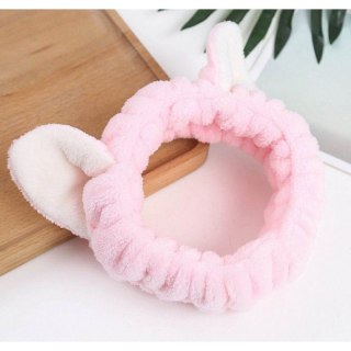 Opaska kosmetyczna uszka ozdobna, różowa O230R