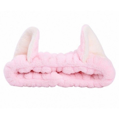 Opaska kosmetyczna uszka ozdobna, różowa O230R