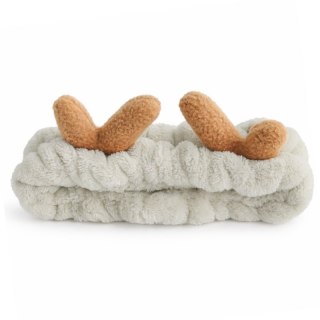 Opaska kosmetyczna uszka renifera ozdobna, beżowa z brązem O378K