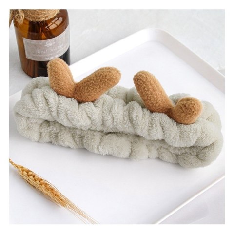 Opaska kosmetyczna uszka renifera ozdobna, beżowa z brązem O378K