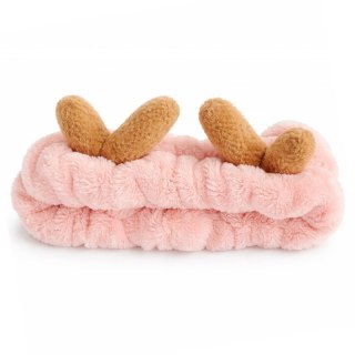 Opaska kosmetyczna uszka renifera, ozdobna różowa O378R