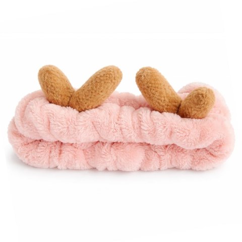 Opaska kosmetyczna uszka renifera, ozdobna różowa O378R