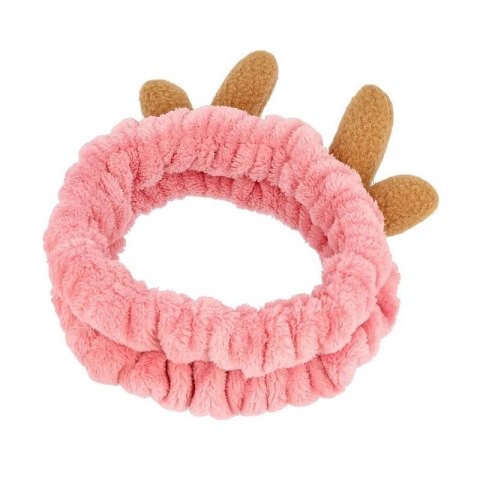 Opaska kosmetyczna uszka renifera, ozdobna różowa O378R