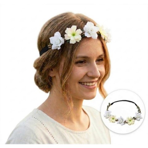 Wianek, opaska do włosów z kwiatów, delikatny wianuszek BOHO W78B