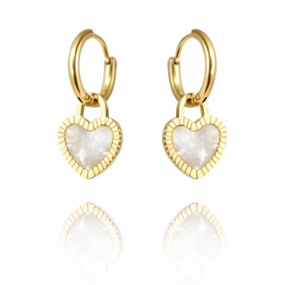 Kolczyki ze stali szlachetnej pozłacanej Perłowe Serce KST2997