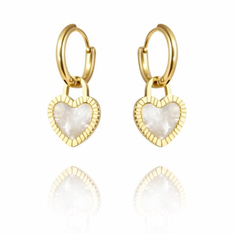 Kolczyki ze stali szlachetnej pozłacanej Perłowe Serce KST2997