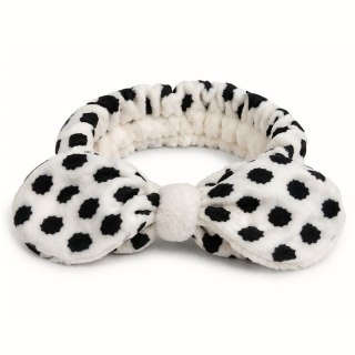 Opaska kosmetyczna do włosów DOTS, biało czarna OPK13