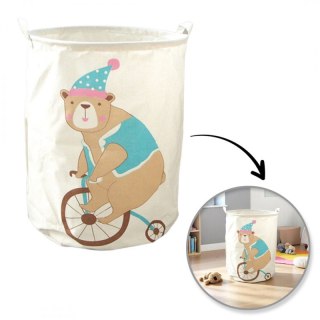 Pojemnik na zabawki kosz, worek na pranie MIŚ NA ROWERZE 35x45 cm OR2WZ122