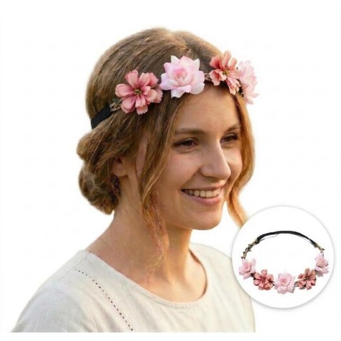 Wianek, opaska do włosów z kwiatów, delikatny, na gumce W78R