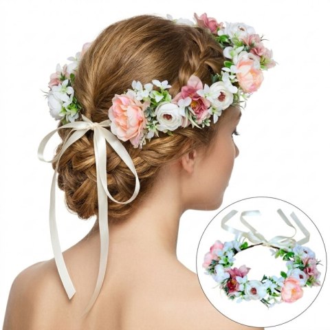 Wianek, opaska do włosów z kwiatów, delikatny wianuszek BOHO W101
