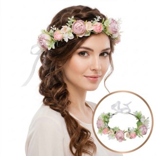 Wianek, opaska do włosów z kwiatów, delikatny wianuszek BOHO W103