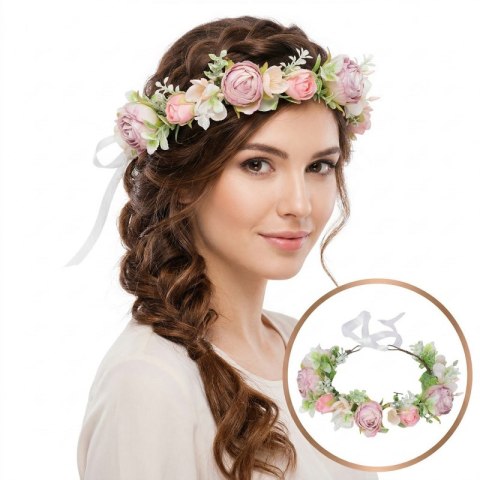 Wianek, opaska do włosów z kwiatów, delikatny wianuszek BOHO W103