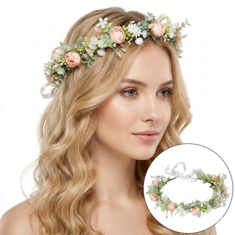 Wianek, opaska do włosów z kwiatów, delikatny wianuszek BOHO W104