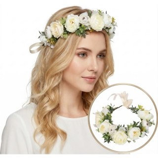 Wianek, opaska do włosów z kwiatów, delikatny wianuszek BOHO W105