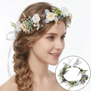 Wianek, opaska do włosów z kwiatów, delikatny wianuszek BOHO W111