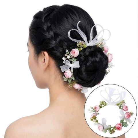 Wianek, opaska do włosów z kwiatów, delikatny wianuszek BOHO W112