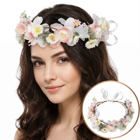 Wianek, opaska do włosów z kwiatów, delikatny wianuszek BOHO W113