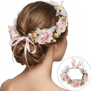 Wianek, opaska do włosów z kwiatów, delikatny wianuszek BOHO W114