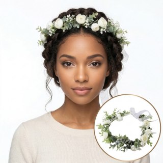 Wianek, opaska do włosów z kwiatów, delikatny wianuszek BOHO W83