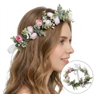 Wianek, opaska do włosów z kwiatów, delikatny wianuszek BOHO W84