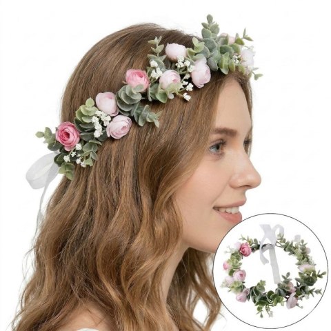 Wianek, opaska do włosów z kwiatów, delikatny wianuszek BOHO W84