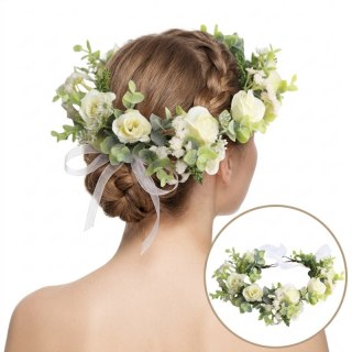 Wianek, opaska do włosów z kwiatów, delikatny wianuszek BOHO W96