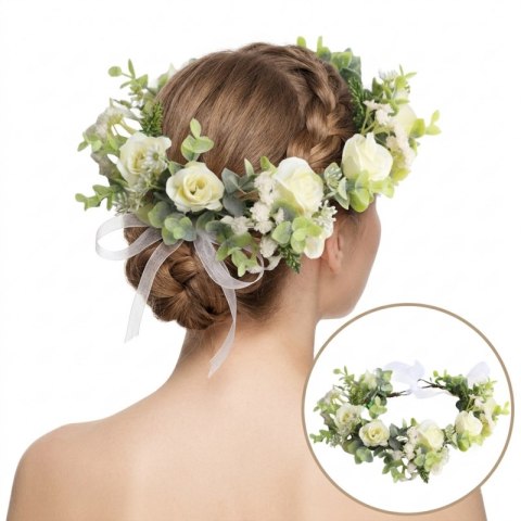 Wianek, opaska do włosów z kwiatów, delikatny wianuszek BOHO W96