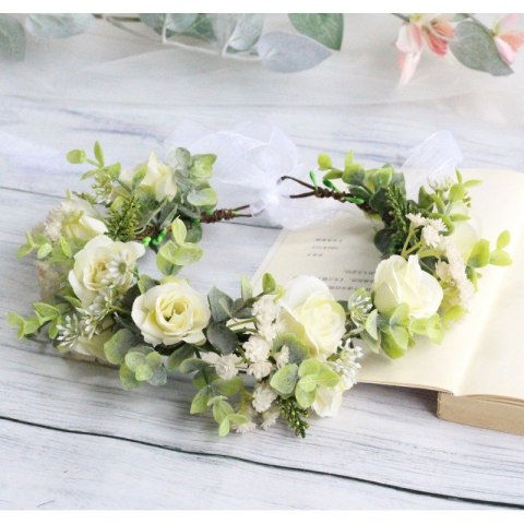 Wianek, opaska do włosów z kwiatów, delikatny wianuszek BOHO W96