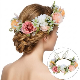 Wianek, opaska do włosów z kwiatów, delikatny wianuszek BOHO W99