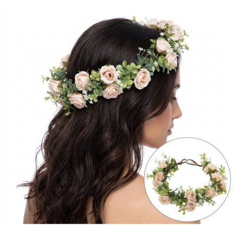 Wianek, opaska do włosów z kwiatów, wianuszek delikatny BOHO W89