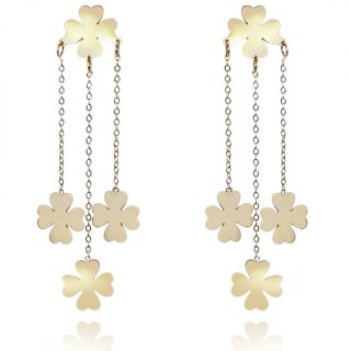 Kolczyki ze stali szlachetnej pozłacanej Koniczyna KST3052