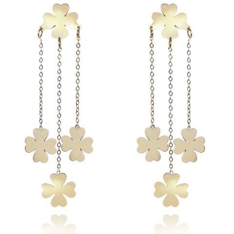 Kolczyki ze stali szlachetnej pozłacanej Koniczyna KST3052