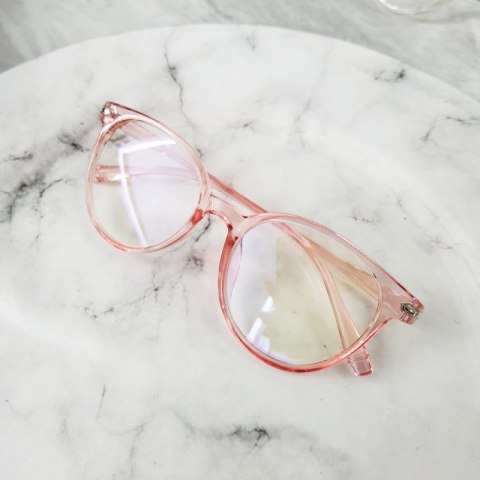 OKULARY plastikowe "ZERÓWKI" transparentne OK202R róż